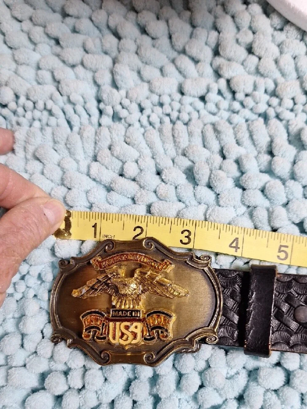 Harley-Davidson Brown Leather Belt with Gold Eagle Buckle